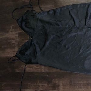 Never worn black silk long dress with side slit